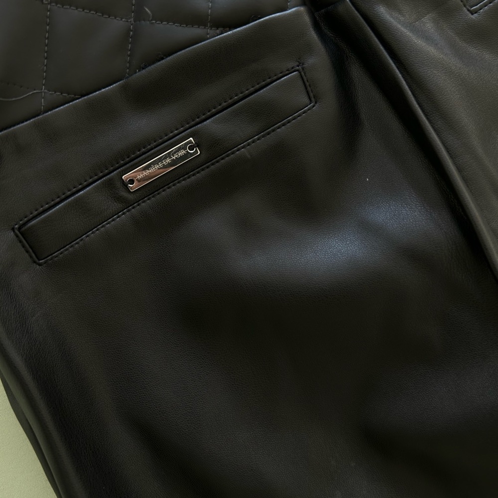 Black Vegan Leather Quilted Leggings